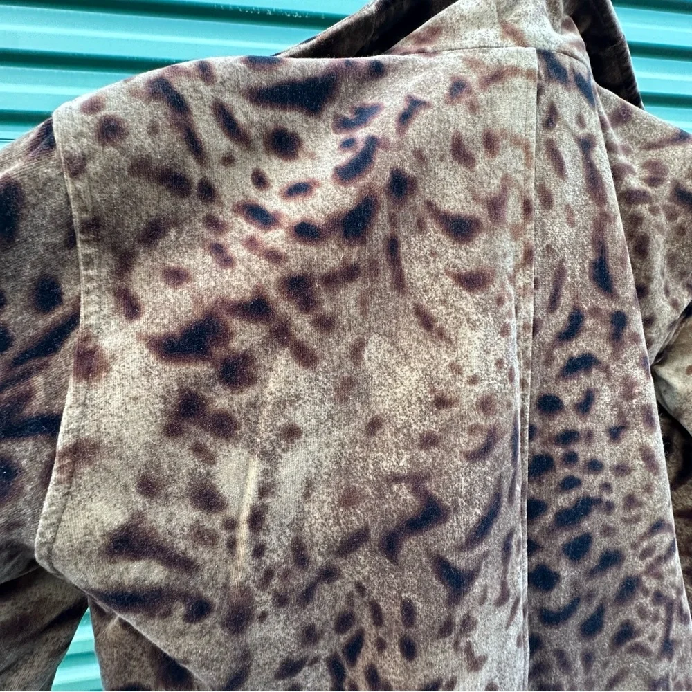 Linda Allard Ellen Tracy Brown BOHO Print Velour Jacket Relaxed Fit Lined Art - Picture 5 of 16